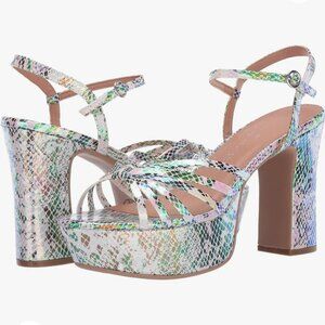 Chinese Laundry 8.5 (Fits 9) Iridescent Snakeskin Doll Strappy Platform Sandals